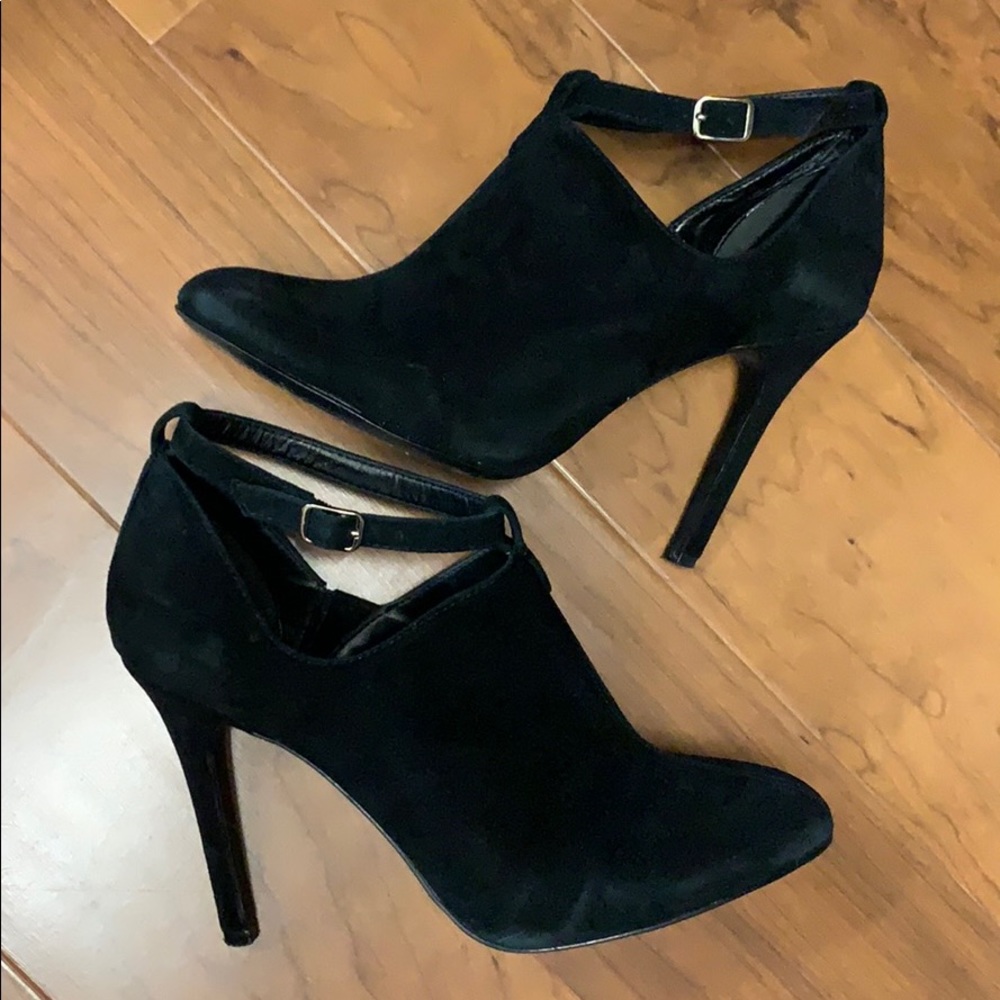 Black suede cutout bootie
